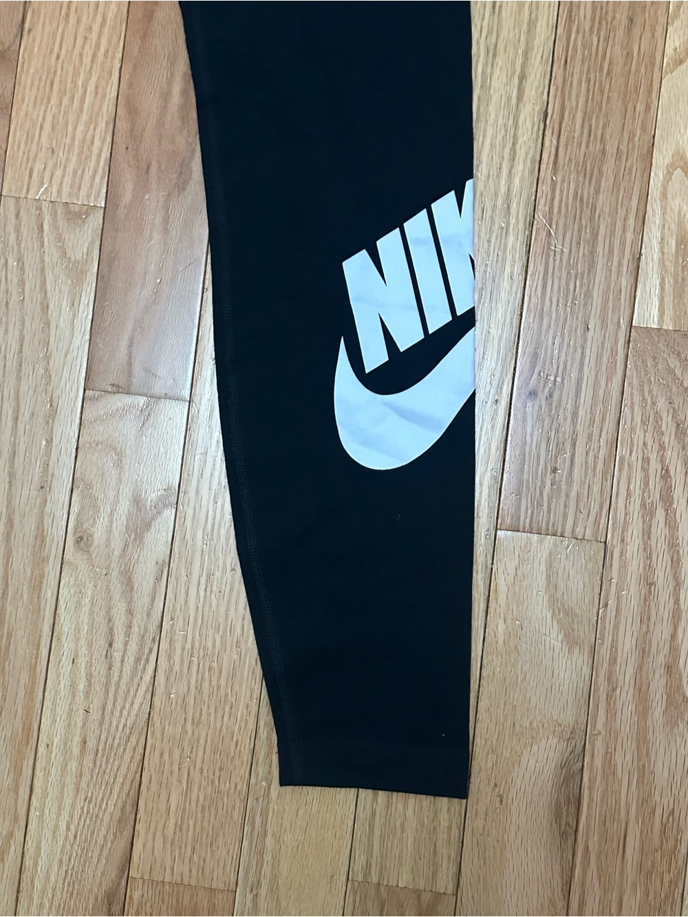 Nike Black Leggings with White Swoosh Logo - Picture 3 of 7
